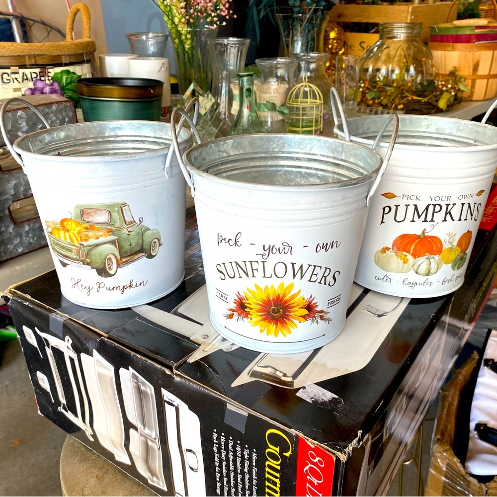 New Fall Buckets from Michael’s Sunflowers, Pumpkins, Truck Ashland, Farm,Autumn